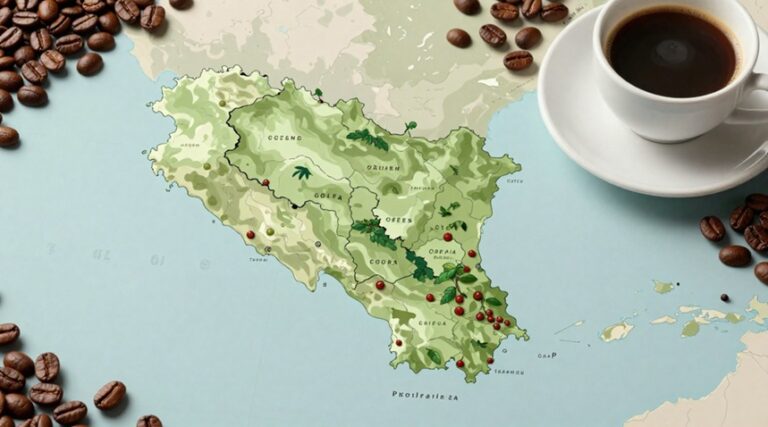 mapa regiones de café Costa Rica
