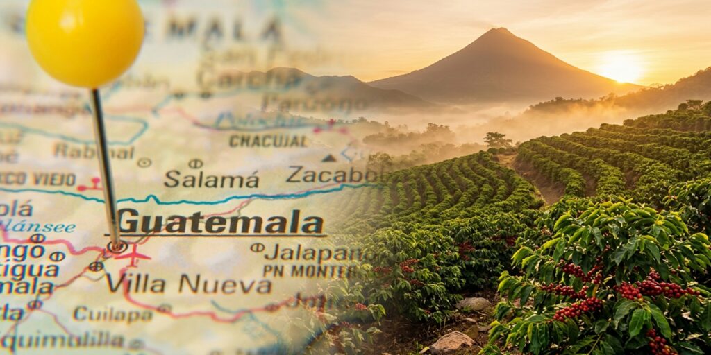 Representación de cultivo de café en Guatemala